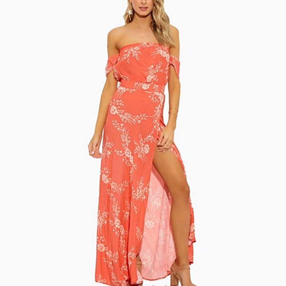 NWT Flynn Skye Bella Floral Maxi Dress in Apricot Burst Size M